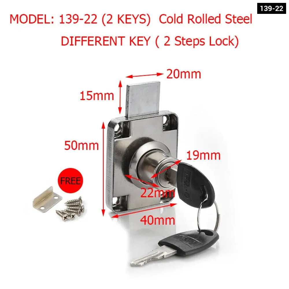 2 Key Drawer Lock for Furniture Cabinets