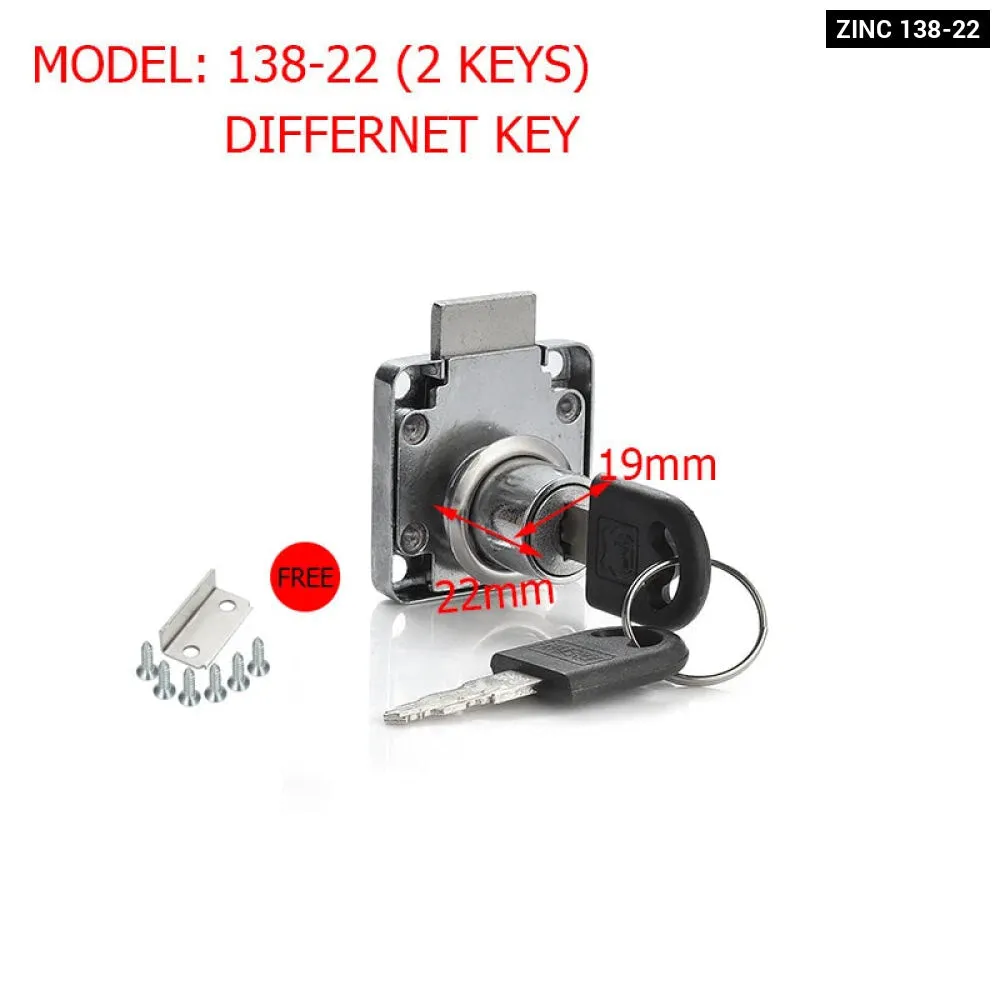 2 Key Drawer Lock for Furniture Cabinets