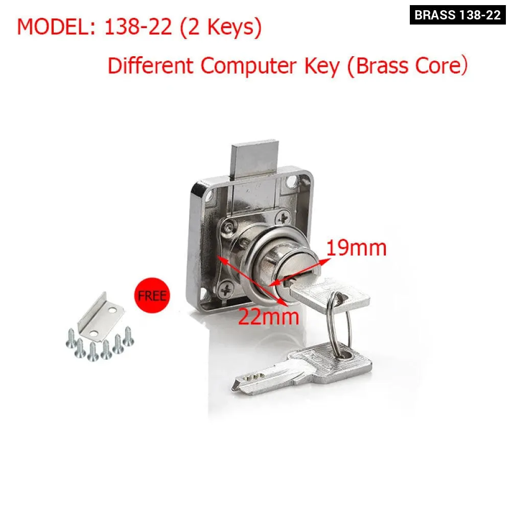 2 Key Drawer Lock for Furniture Cabinets
