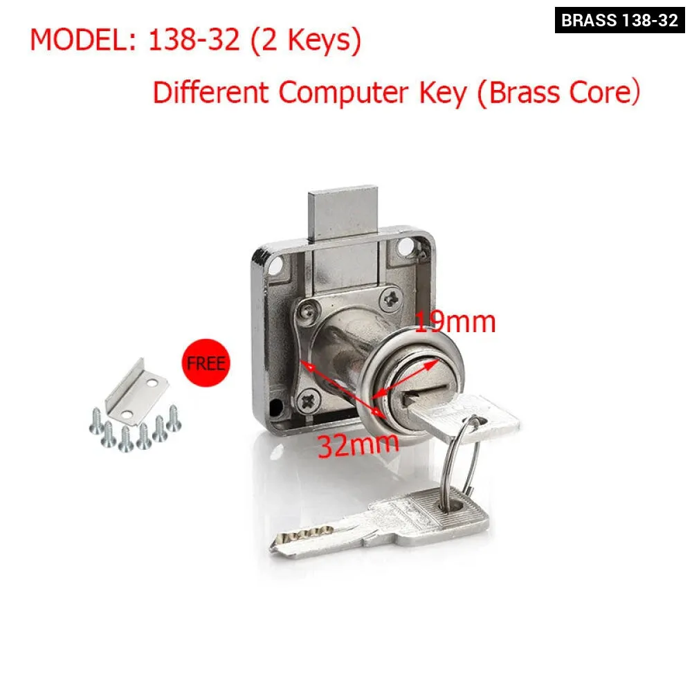 2 Key Drawer Lock for Furniture Cabinets