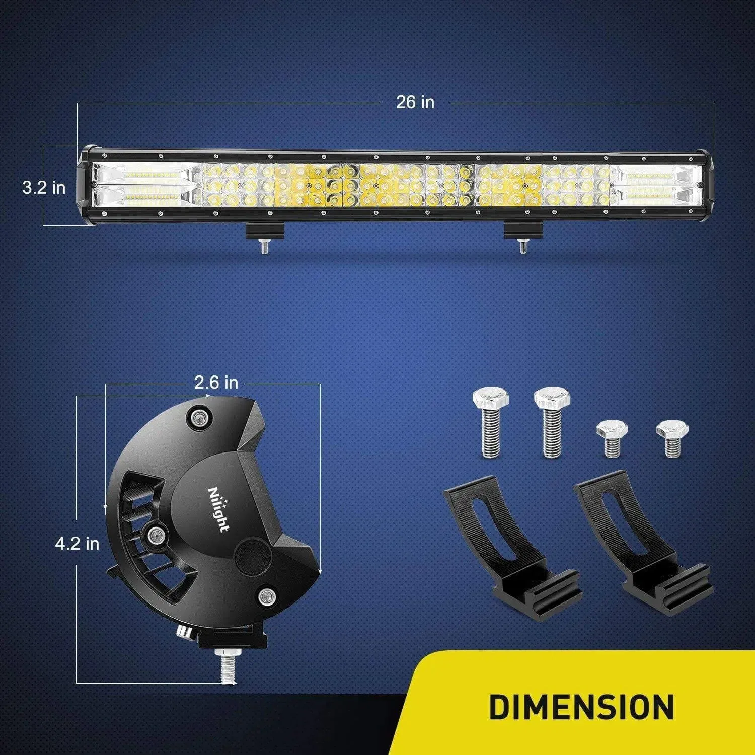 26 Inch 360W Triple Row Spot Flood LED Light Bar