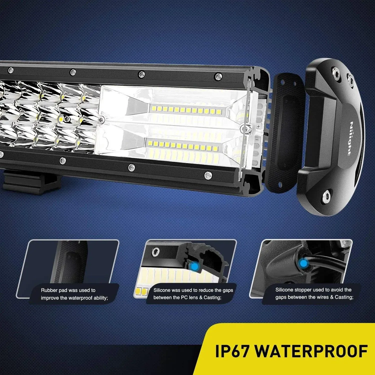 26 Inch 360W Triple Row Spot Flood LED Light Bar