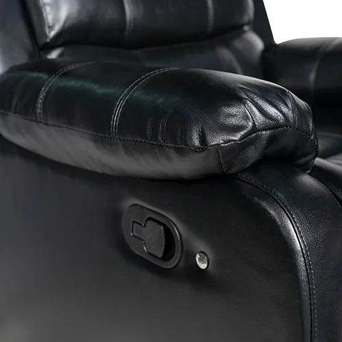 3-2 Seater Recliner Sofa | Finest Black Leatherette | Feature Console | LED Light | Ultra Cushioned