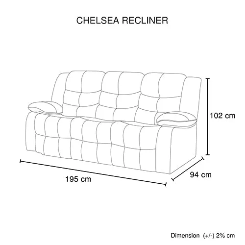 3-2 Seater Recliner Sofa | Finest Black Leatherette | Feature Console | LED Light | Ultra Cushioned
