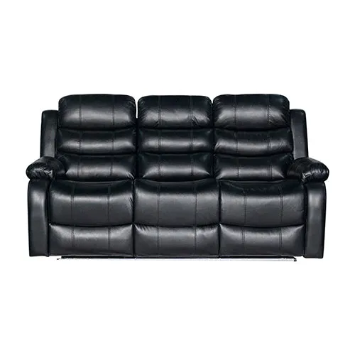 3-2 Seater Recliner Sofa | Finest Black Leatherette | Feature Console | LED Light | Ultra Cushioned