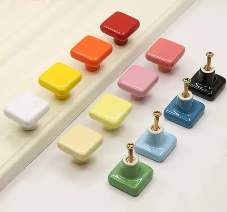 32mm Colourful Ceramic Cabinet Knobs for Kids Room Furniture