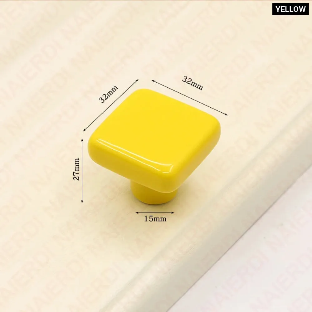 32mm Colourful Ceramic Cabinet Knobs for Kids Room Furniture