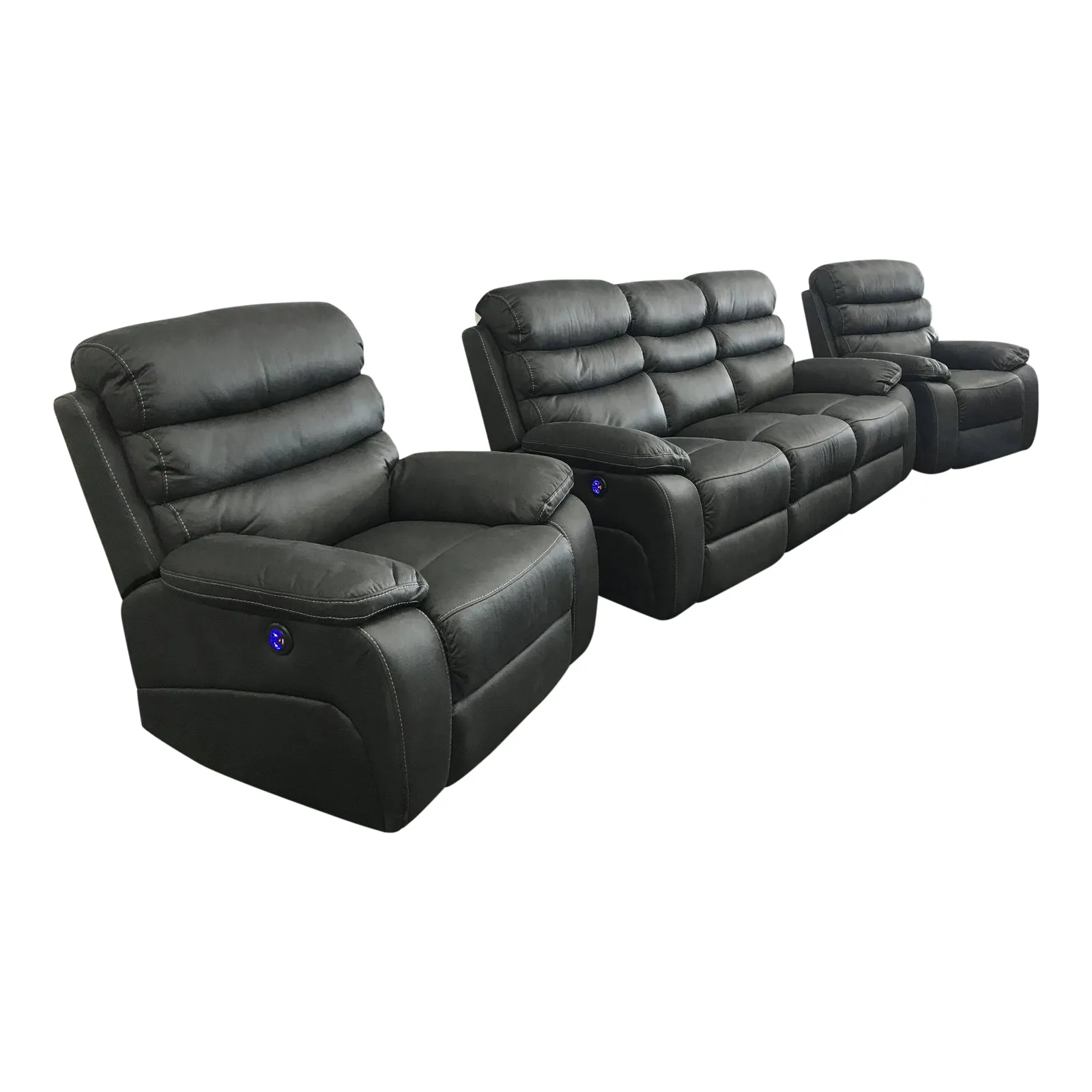 3RR 1RR 1RR Leatherette Electric Recliner - Grey | Ultimate Comfort
