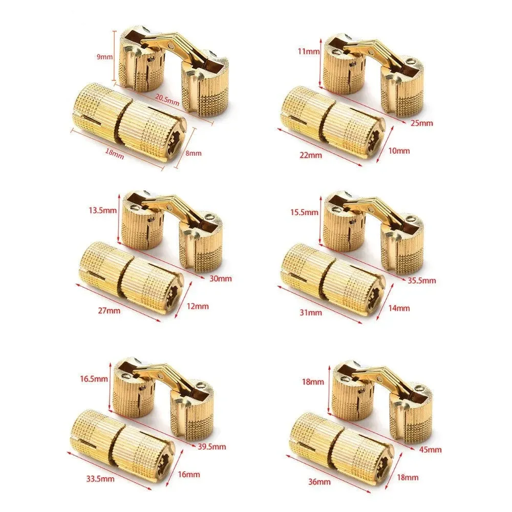 4 Piece Brass Furniture Hinges for Hidden Cabinets