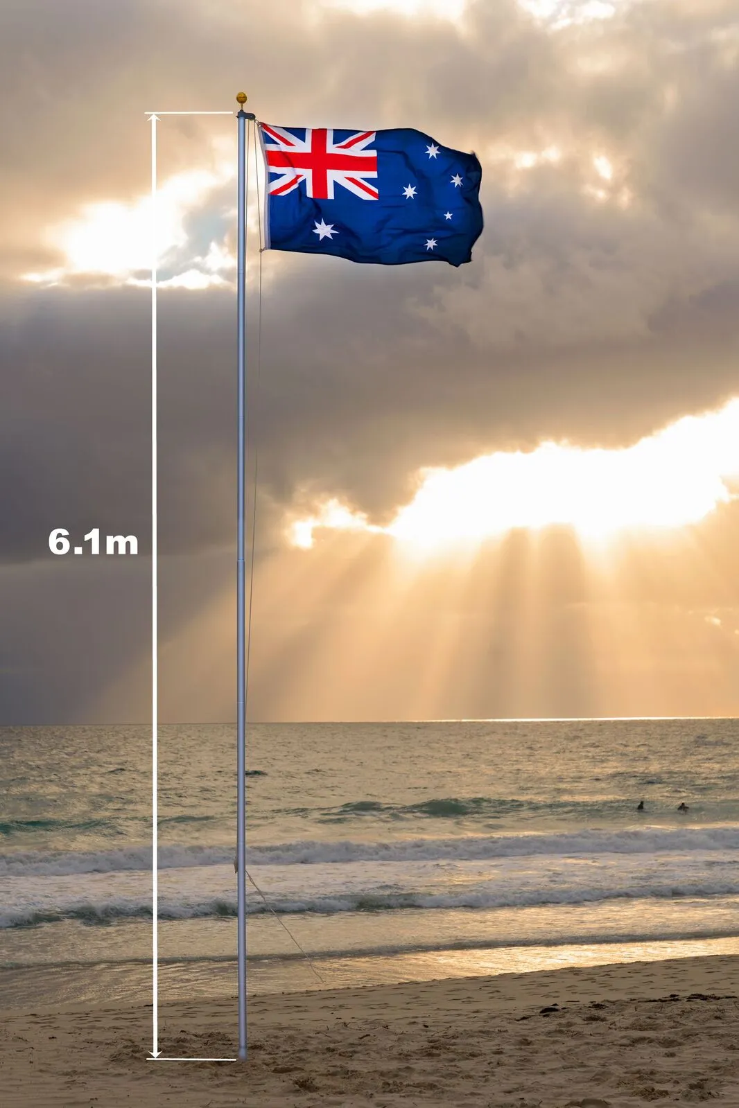 6.2M Australia Sectional Flag Pole Kit - for Outdoor Aussie Flags