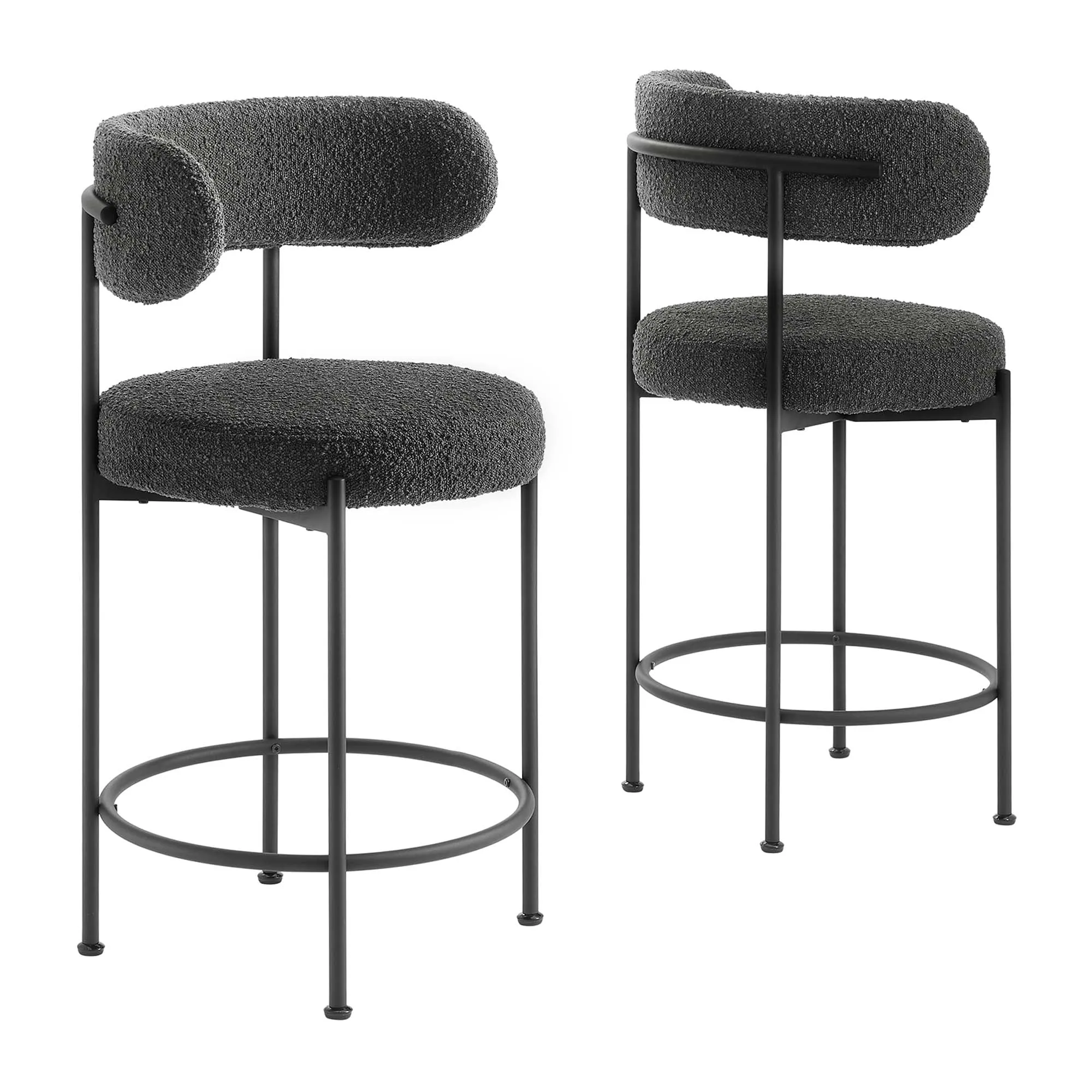 Albie Boucle Fabric Counter Stools - Set of 2 by Modway
