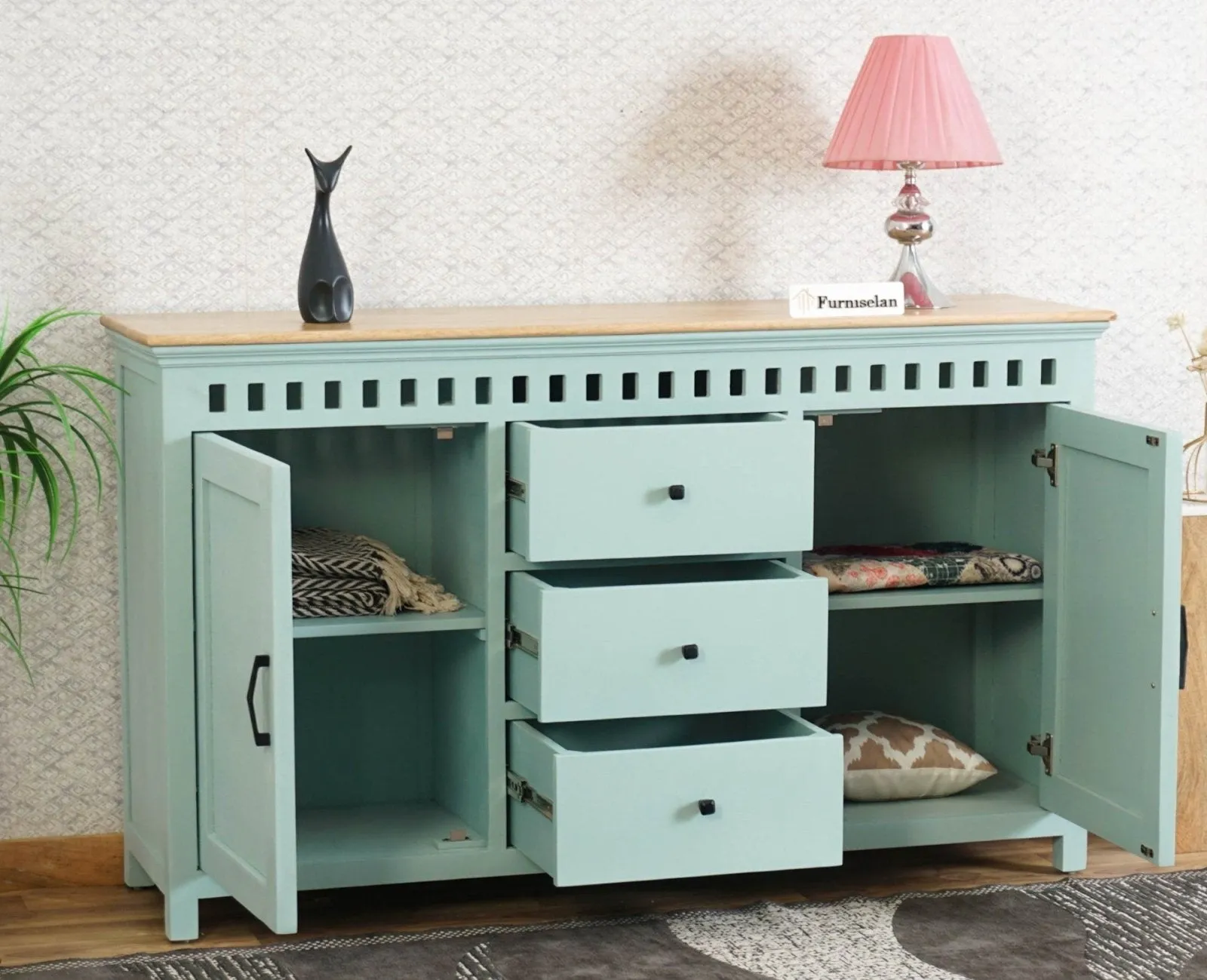 Alexandria Solid Wood Sideboard Three Drawer two door
