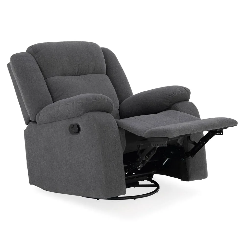 Avalon - Rocking & Rotating Single Seater Fabric Recliner in Graphite Grey Colour