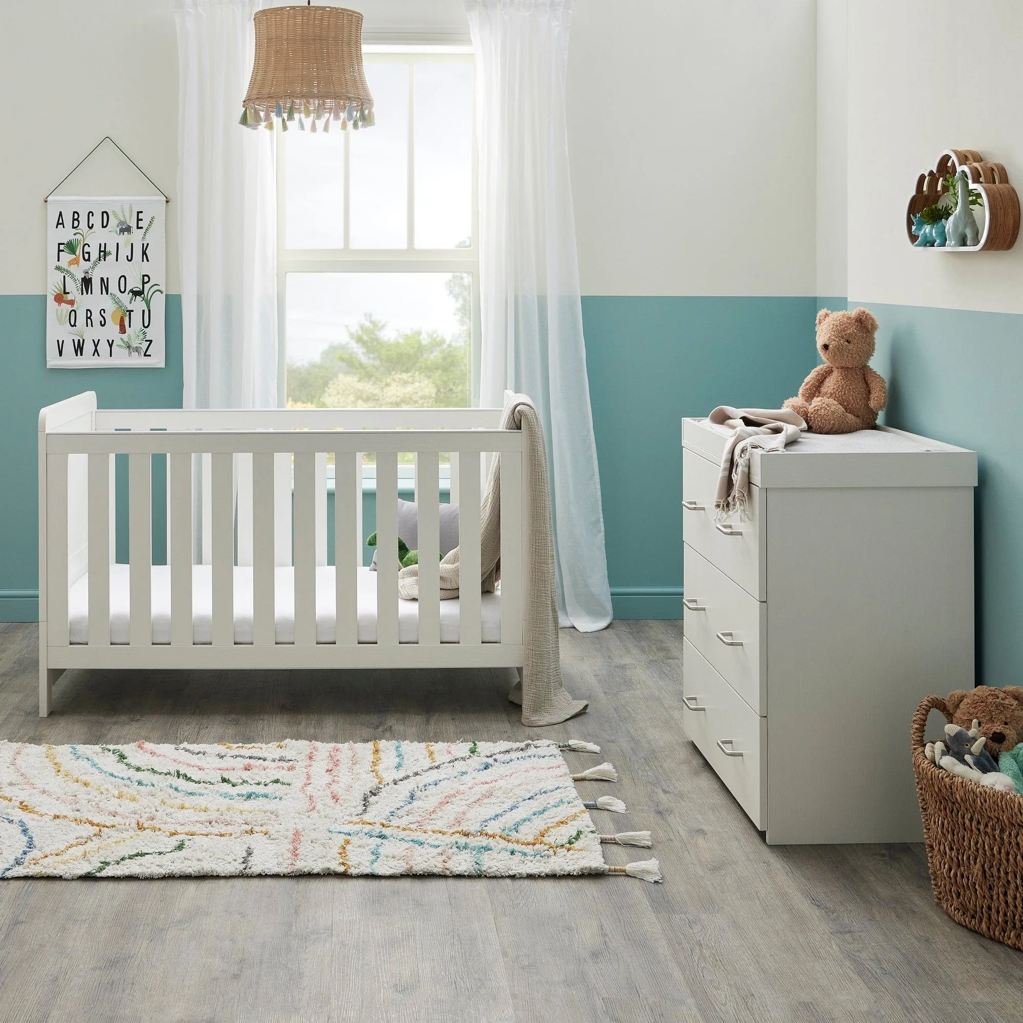 Babymore Caro 2 Piece Room Set - White Wash