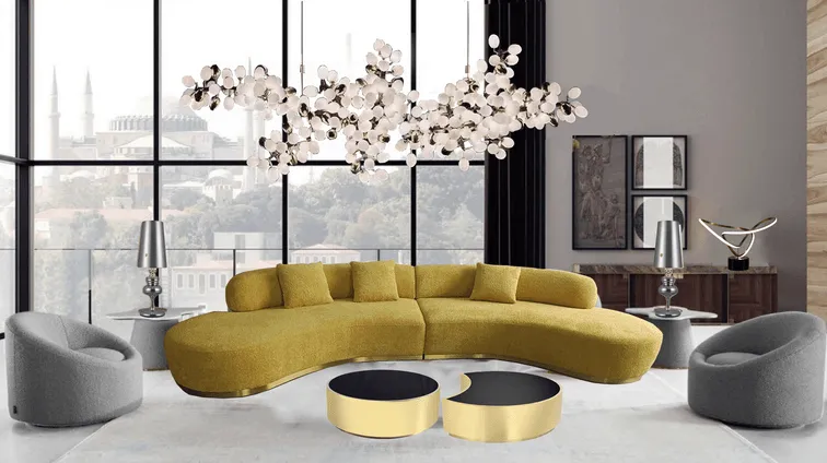 Bexley  2pcs Fabric Semi Round Sofa