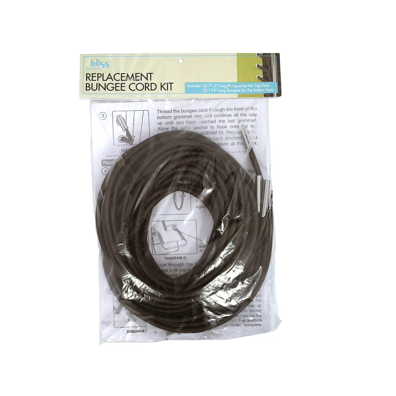 Bliss Hammocks GFC-CRDKT Replacement Bungee Cord Kit for Gravity Free Chairs (Dark Brown)