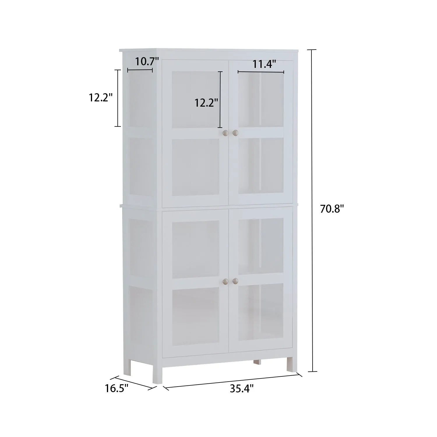 Bookshelf 4-Storey Storage Stand Storage Cabinet Bookcase Display Cabinet with Tempered Glass Doors