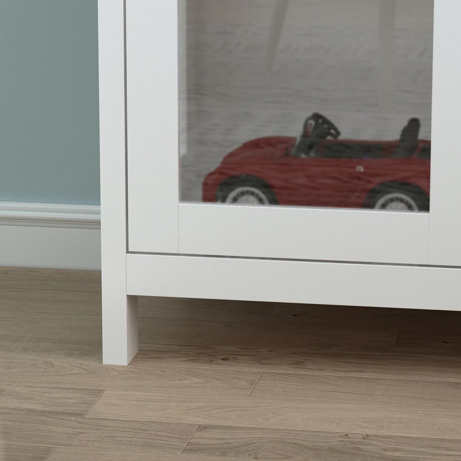 Bookshelf 4-Storey Storage Stand Storage Cabinet Bookcase Display Cabinet with Tempered Glass Doors