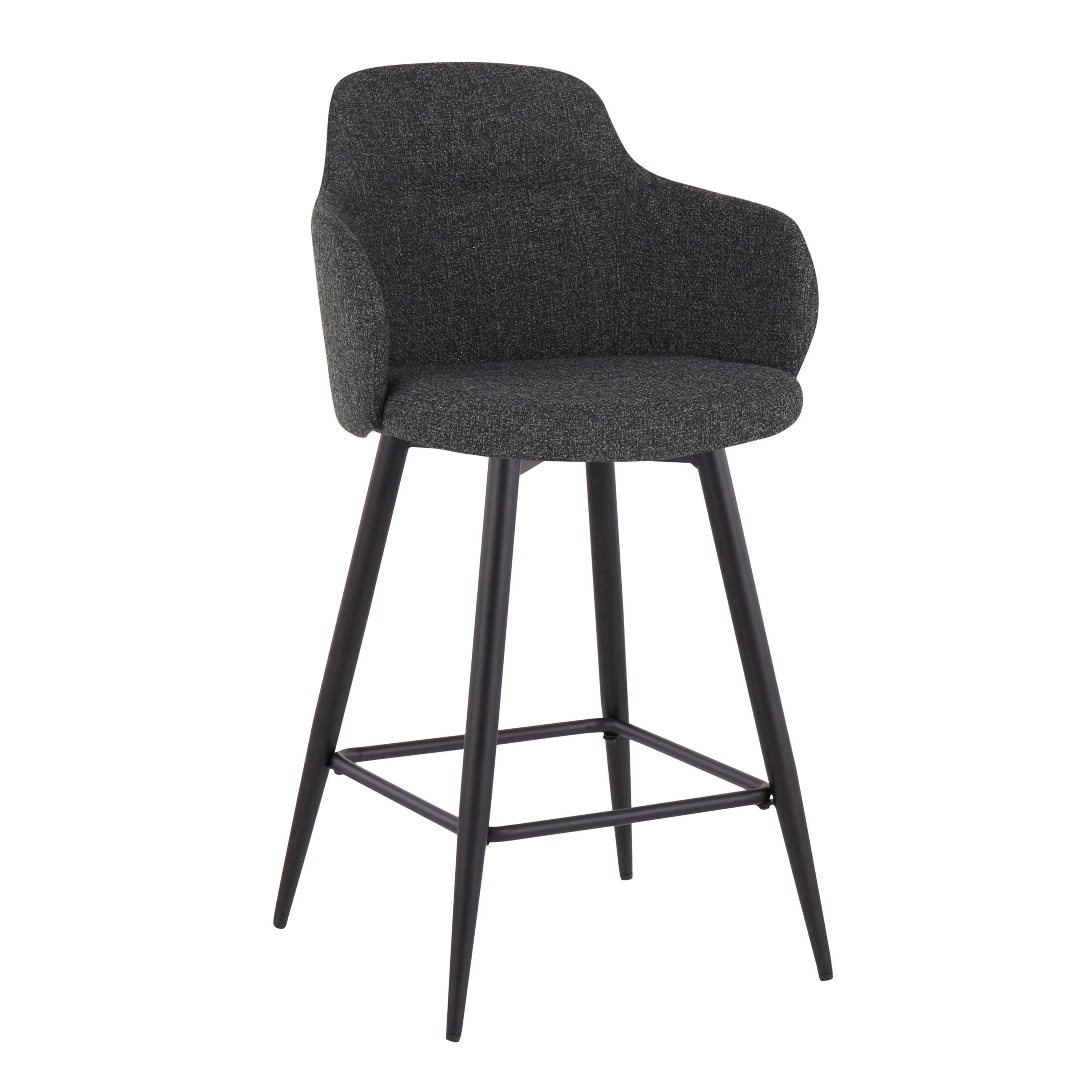 Boyne - Industrial Fixed Height Counter Stool With Square Footrest (Set of 2) - Black / Dark Gray by Couch.com