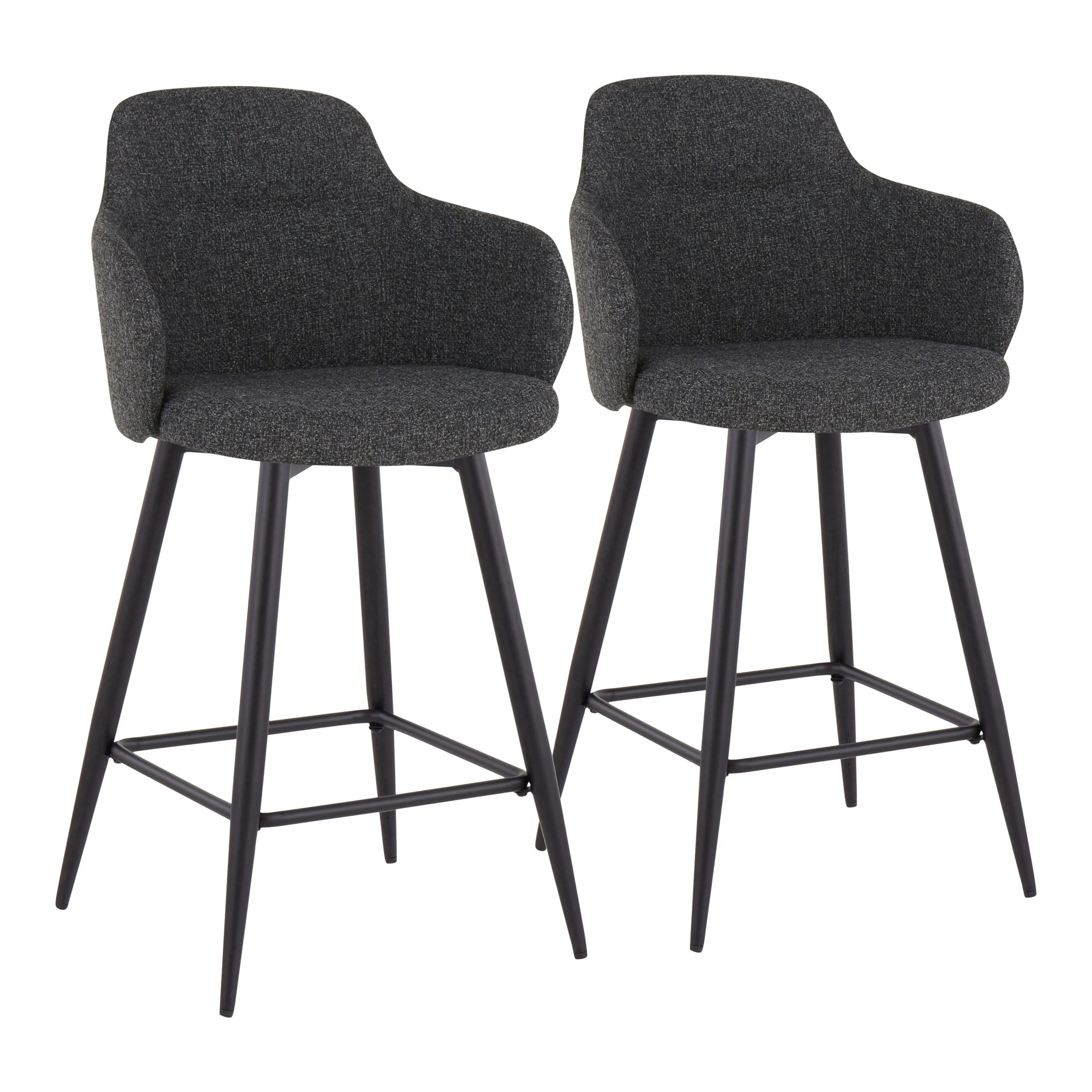 Boyne - Industrial Fixed Height Counter Stool With Square Footrest (Set of 2) - Black / Dark Gray by Couch.com