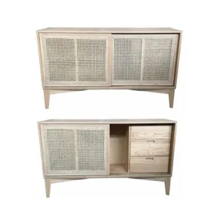 Buffet Bahamas 3 Drawers 2 Sliding Rattan Doors 140cm x 40cm x83cmH
