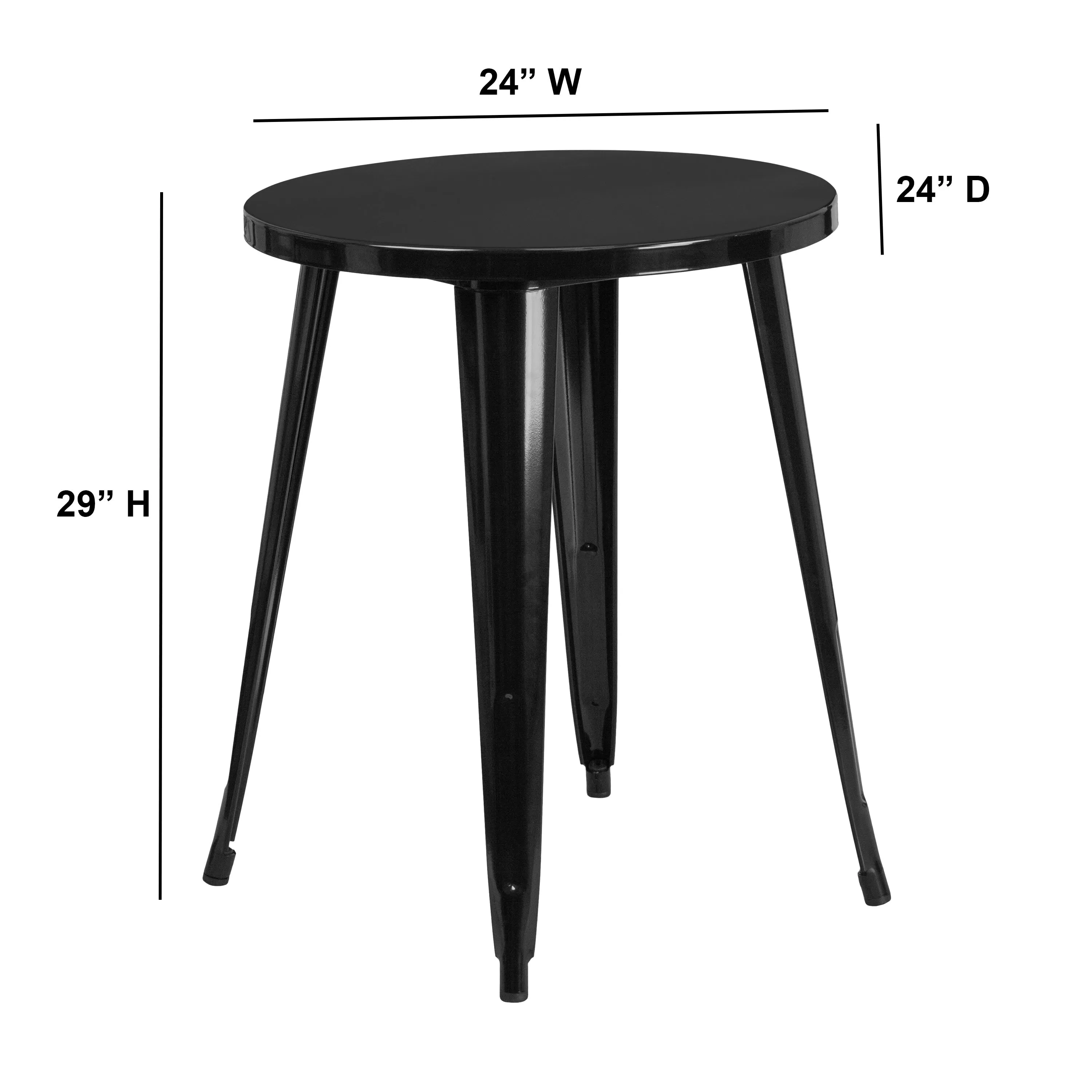 Commercial Grade 24" Round Metal Indoor-Outdoor Table