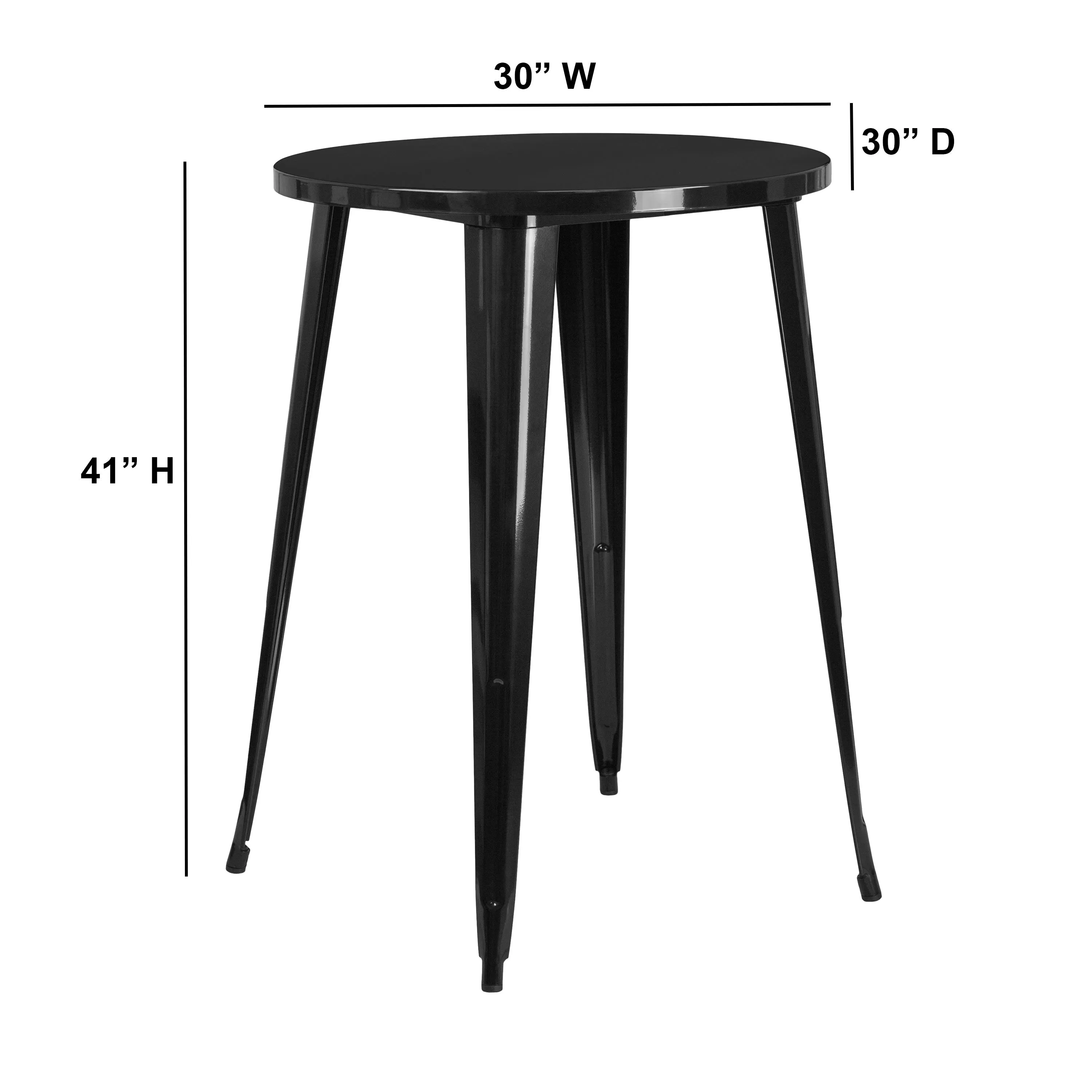 Commercial Grade 30" Round Metal Indoor-Outdoor Bar Height Table