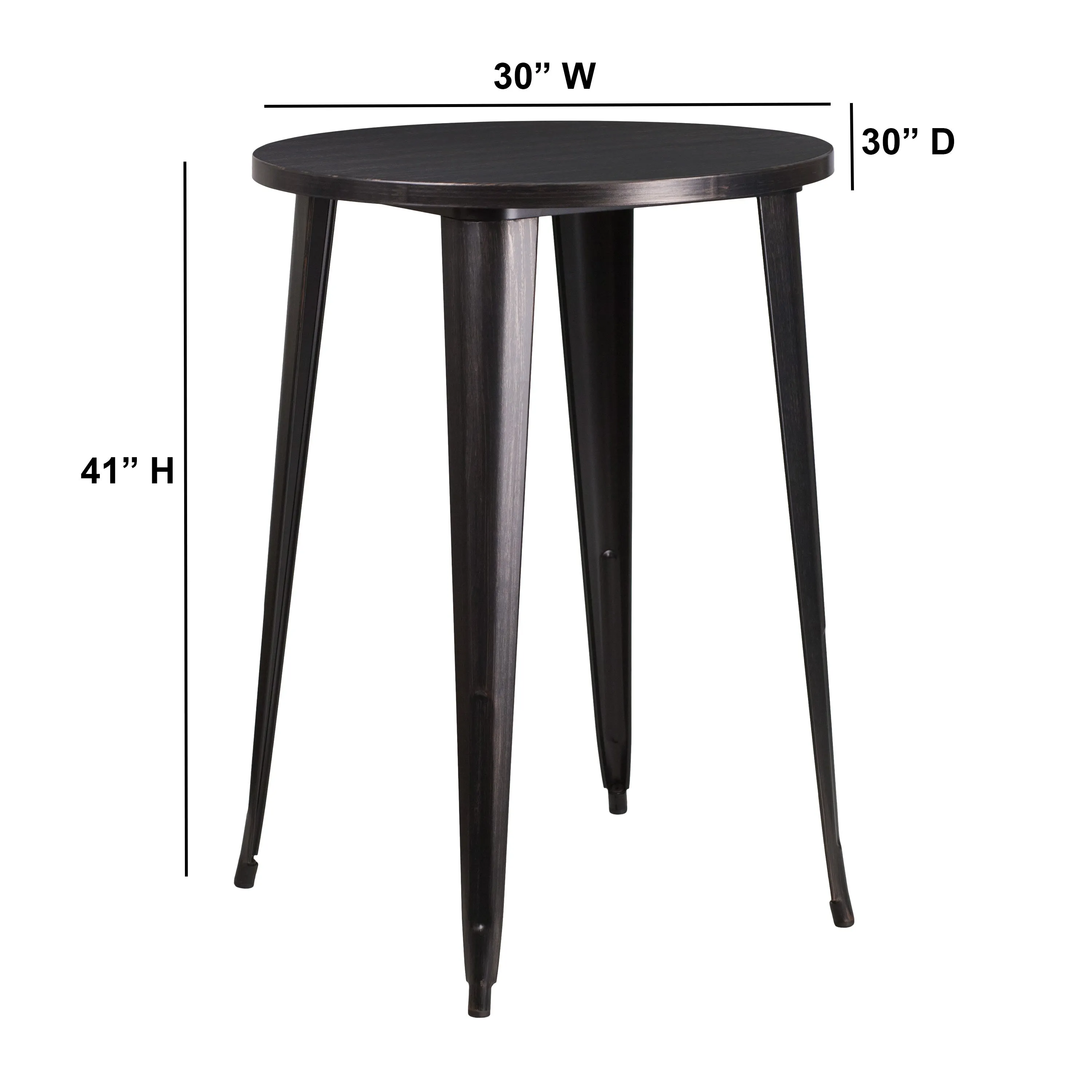Commercial Grade 30" Round Metal Indoor-Outdoor Bar Height Table
