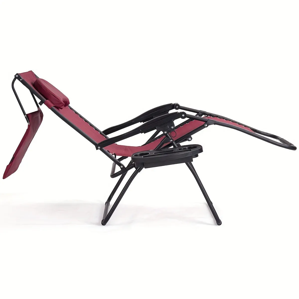 Costway Folding Recliner Zero Gravity Lounge Chair W/ Shade Canopy Cup Holder Wine