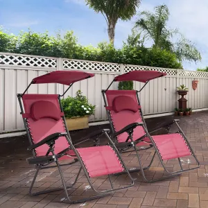Costway Folding Recliner Zero Gravity Lounge Chair W/ Shade Canopy Cup Holder Wine