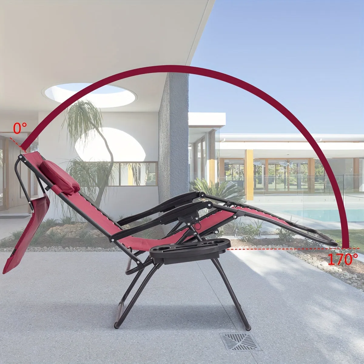 Costway Folding Recliner Zero Gravity Lounge Chair W/ Shade Canopy Cup Holder Wine