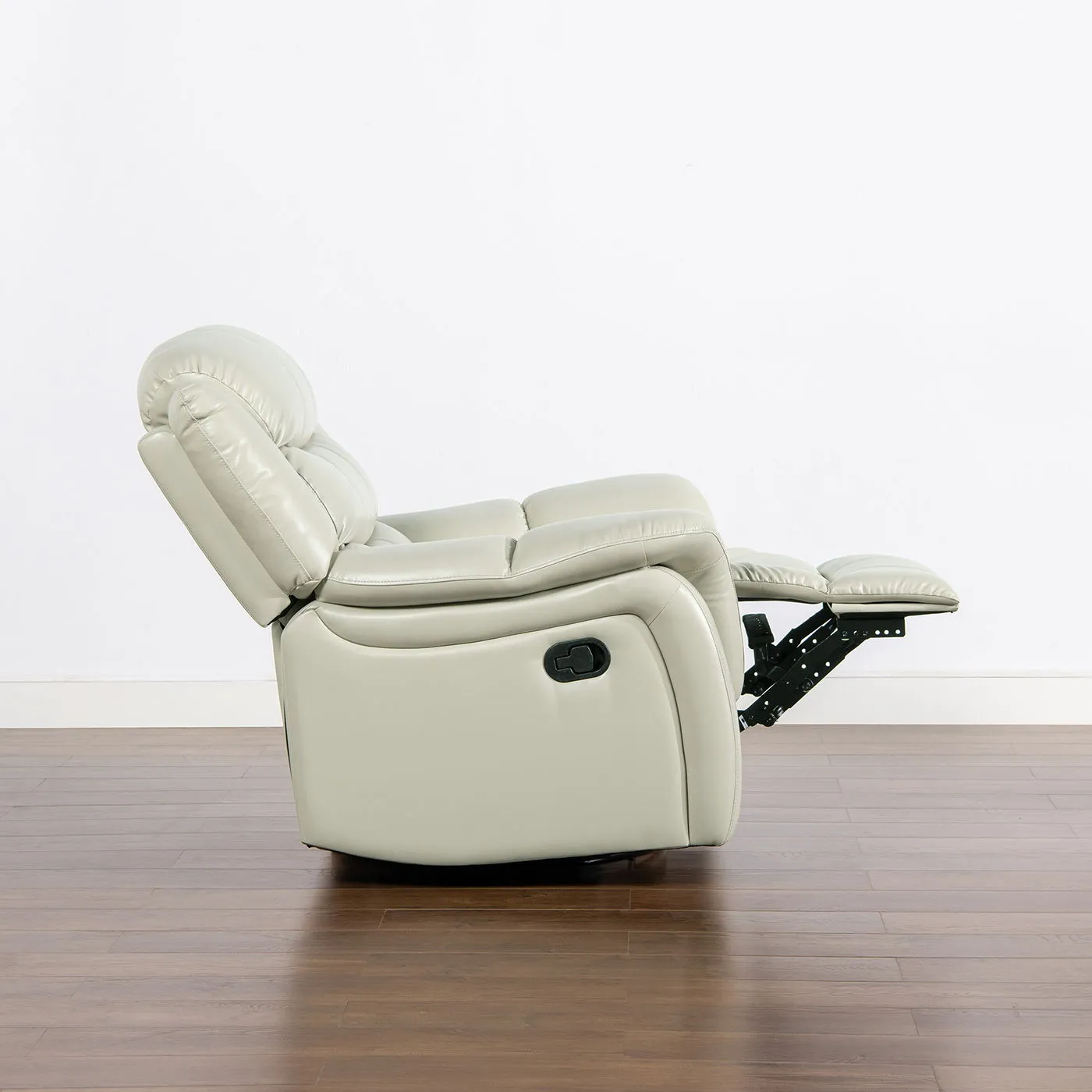 Couch.com Rover Swivel Glider Push Back Manual Recliner Arm Chair Parchment Cream Off-White, Faux Leather Construction, White Finish by Couch.com