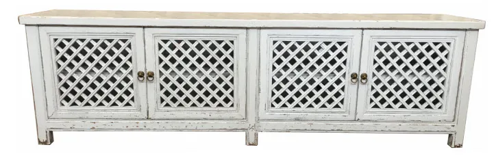 Entertainment Unit Raffles Slatted Four Door White