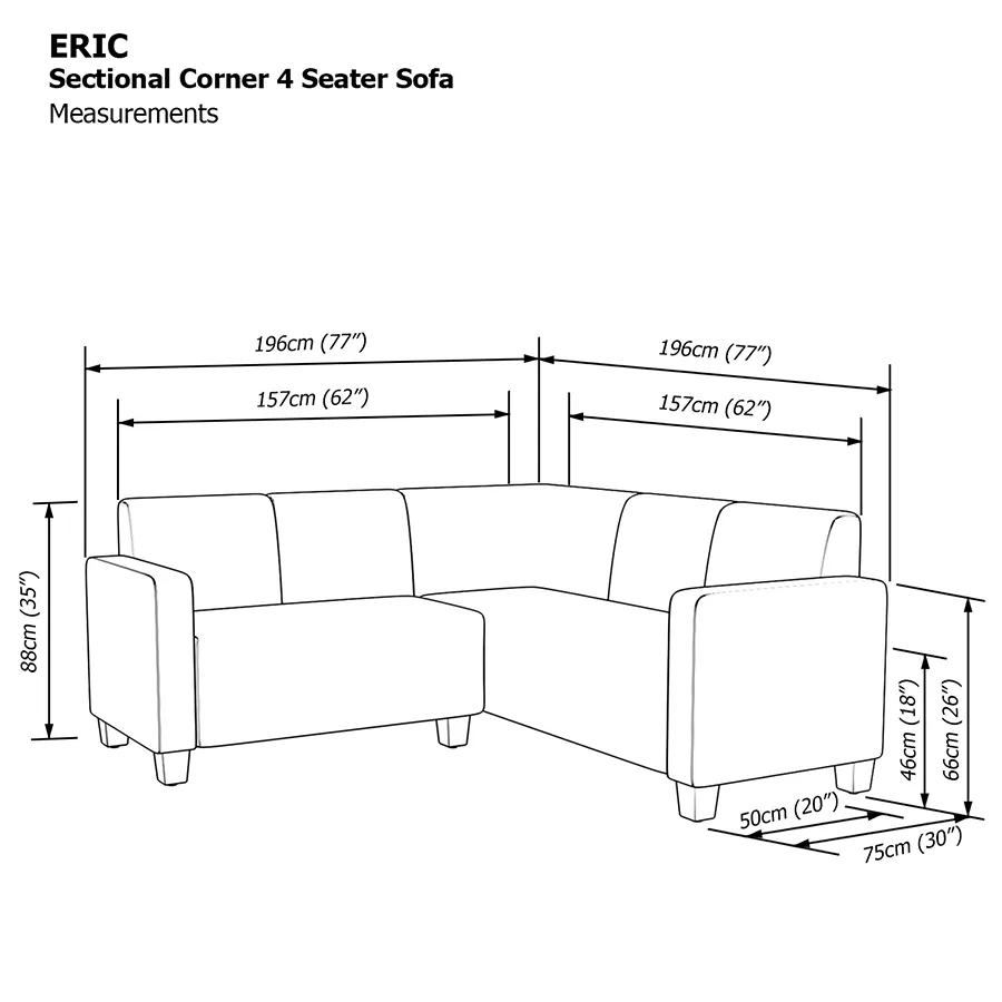 Eric Sectional 4 Seat Corner Sofa