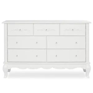 Evolur Aurora 7 Drawer Double Dresser in Frost White