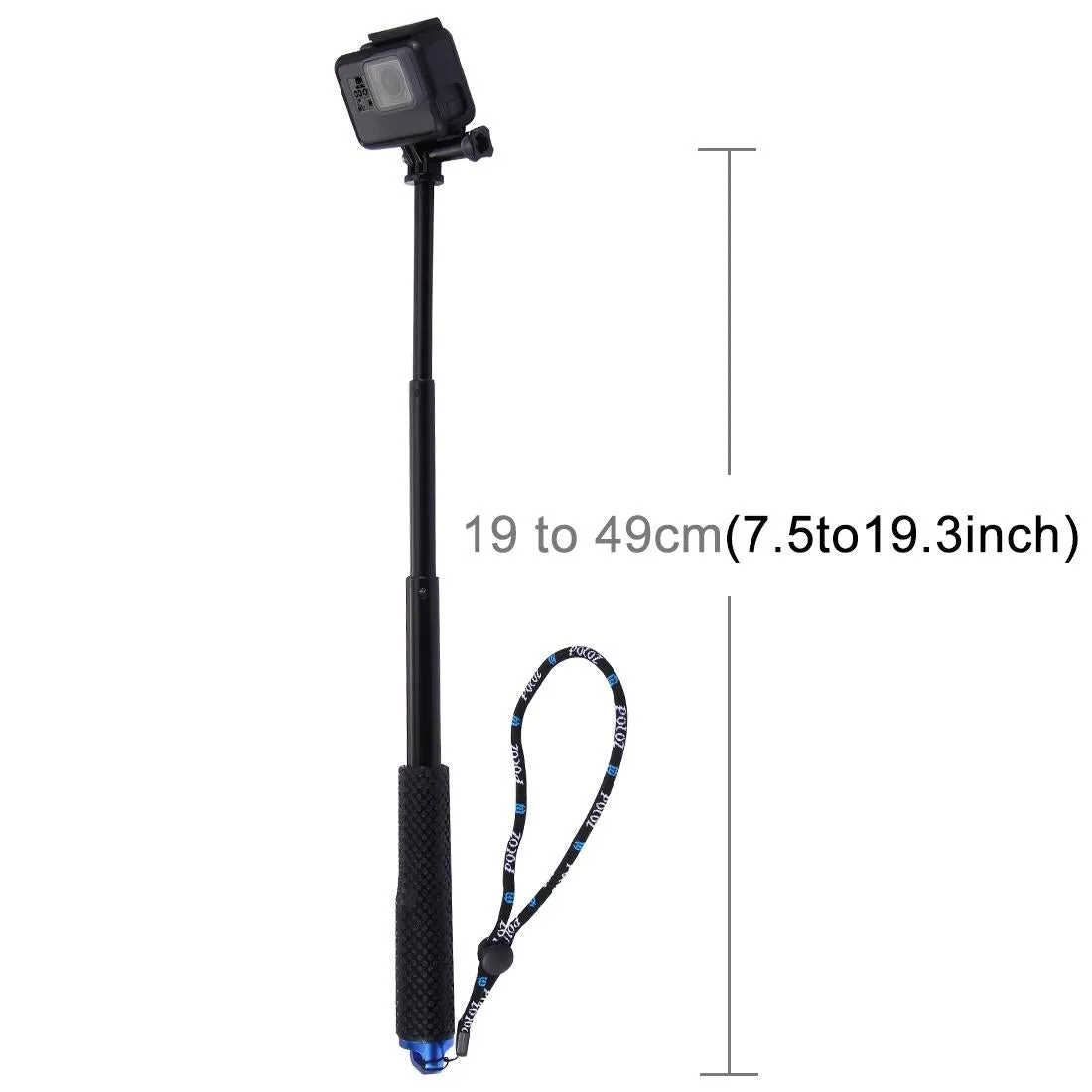 Extendable Monopod for Gopro and Other Action Cameras - 19-49cm