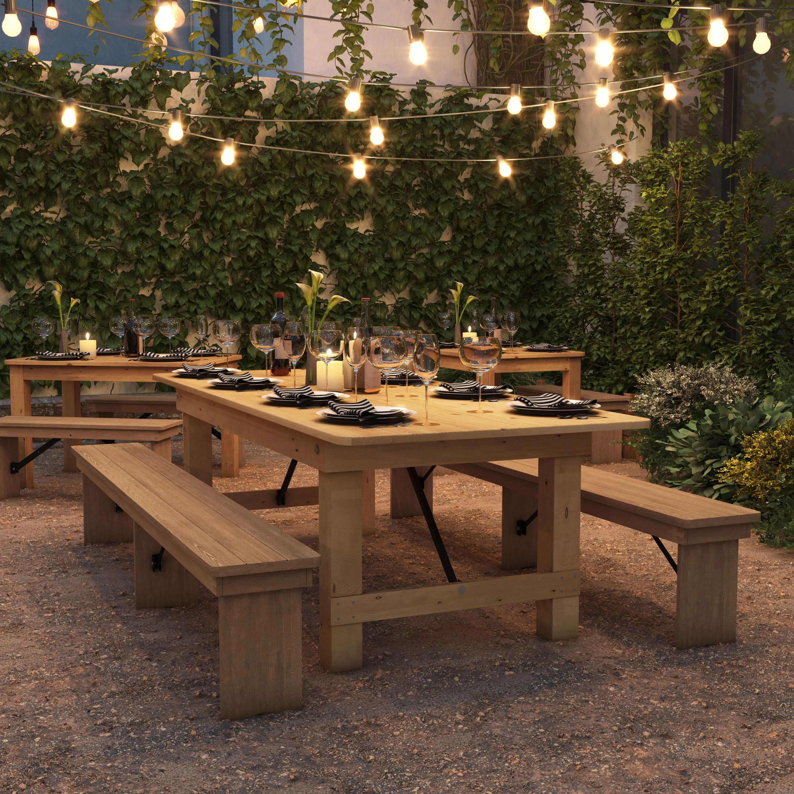 HERCULES Series 8' x 40" Solid Pine Folding Farm Table