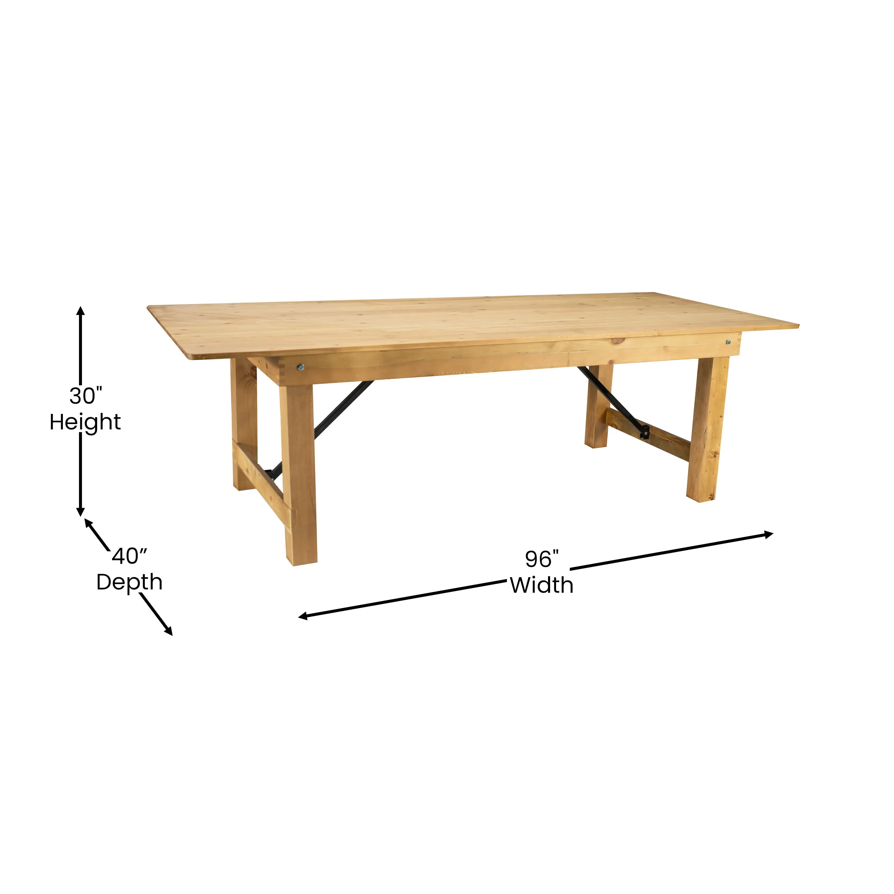 HERCULES Series 8' x 40" Solid Pine Folding Farm Table