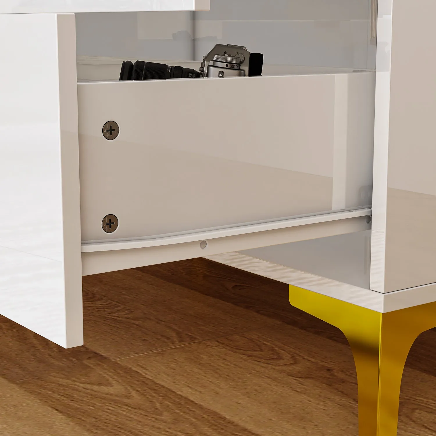 High Gloss 5-Drawer Dresser Freestanding Cabinet with Ample Storage