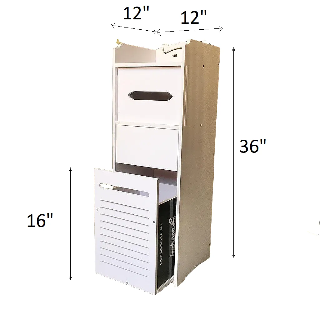 Modern Bathroom 3 FT Furniture PVC Board Bathroom Storage Cabinet with Drawers By Miza