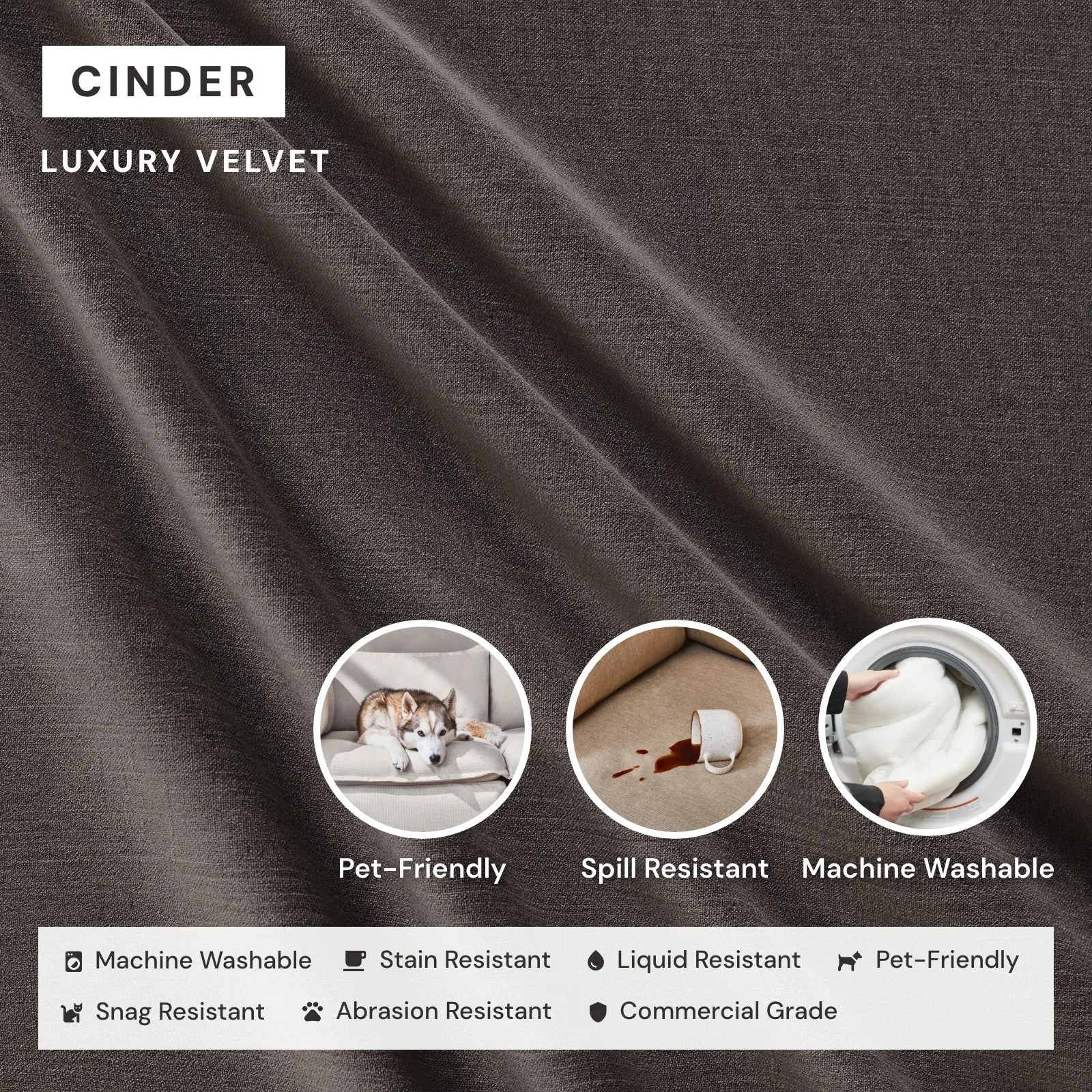 Modular Performance 2-Seater Sectional in Cinder | Deluxe Blend