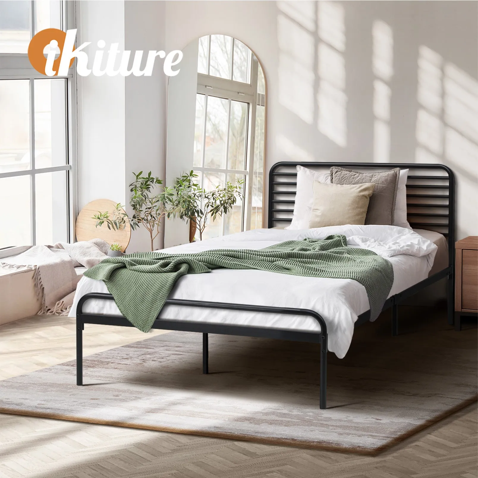 Oikiture Metal Bed Frame King Single Size Bed Base Beds Platform