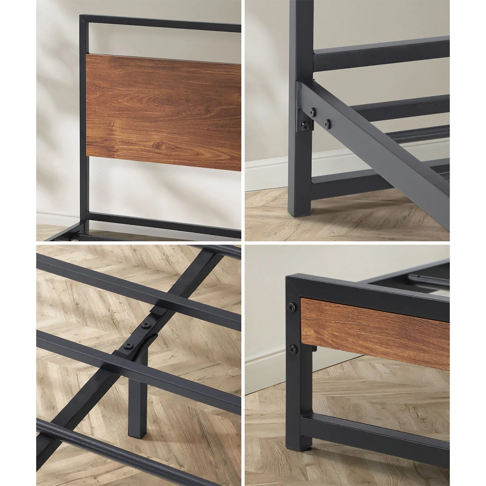 Oikiture Metal Bed Frame King Size Beds Base Platform Wood