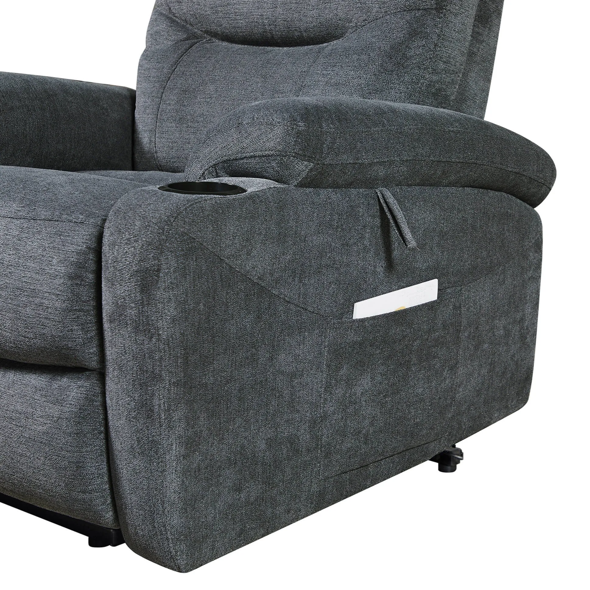 Power Lift Recliner Chair with Massage and Heat for Elderly Electric Recliner Lift Chair with 2 Side Pockets, Cup Holders, USB Port for Living Room, Dark Gray