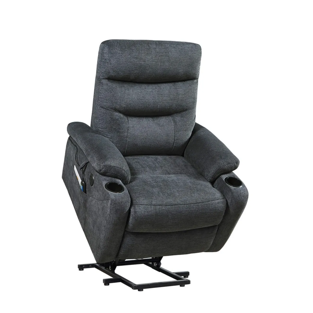 Power Lift Recliner Chair with Massage and Heat for Elderly Electric Recliner Lift Chair with 2 Side Pockets, Cup Holders, USB Port for Living Room, Dark Gray