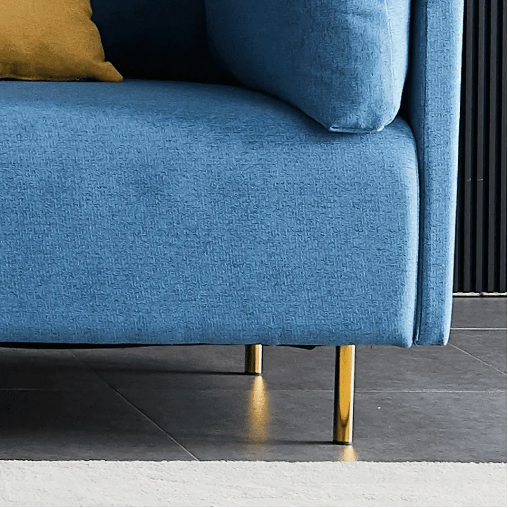 Ronaldo Sectional Sofa Set in Blue Color With Ottoman