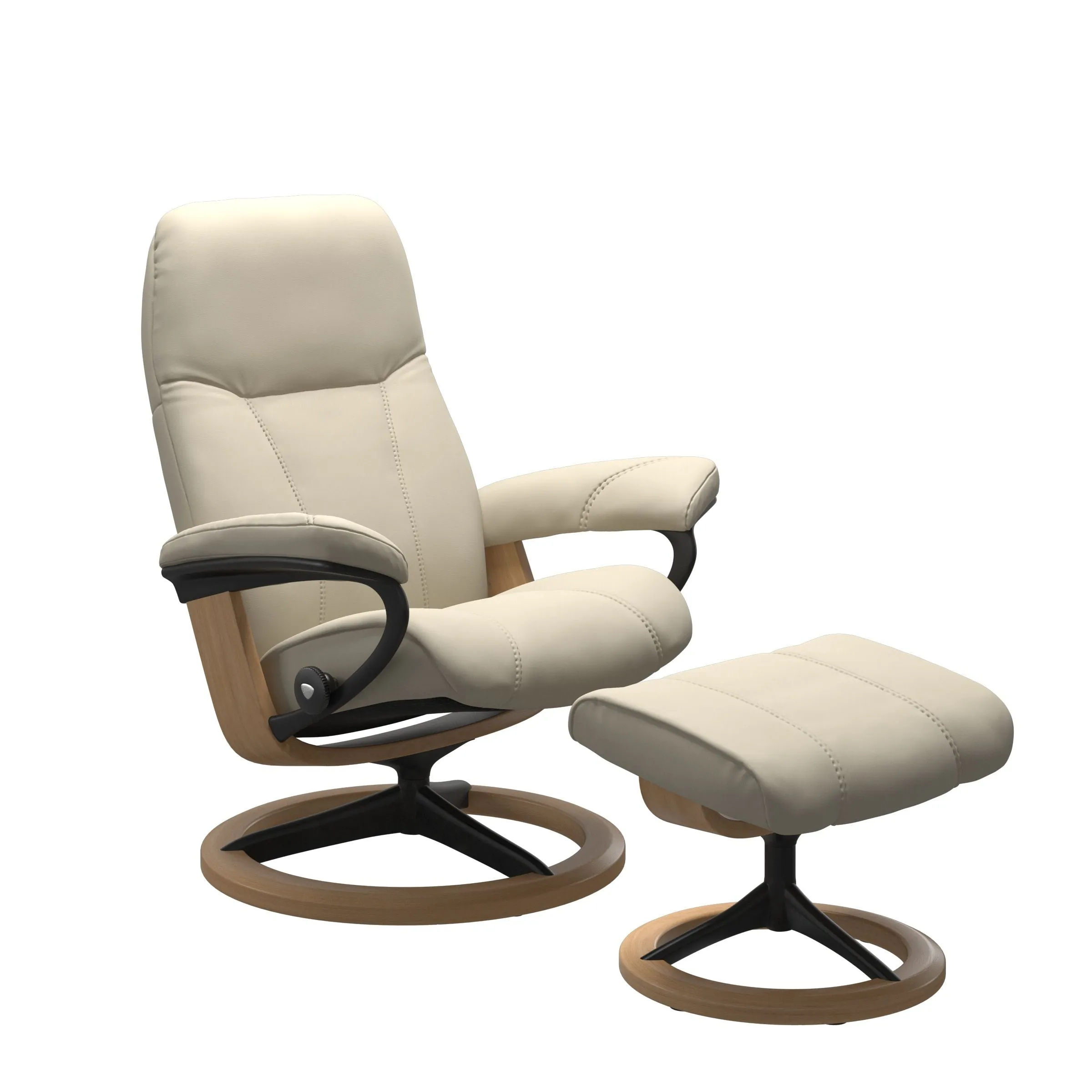 Stressless Consul Small Chair & Stool with Signature Base