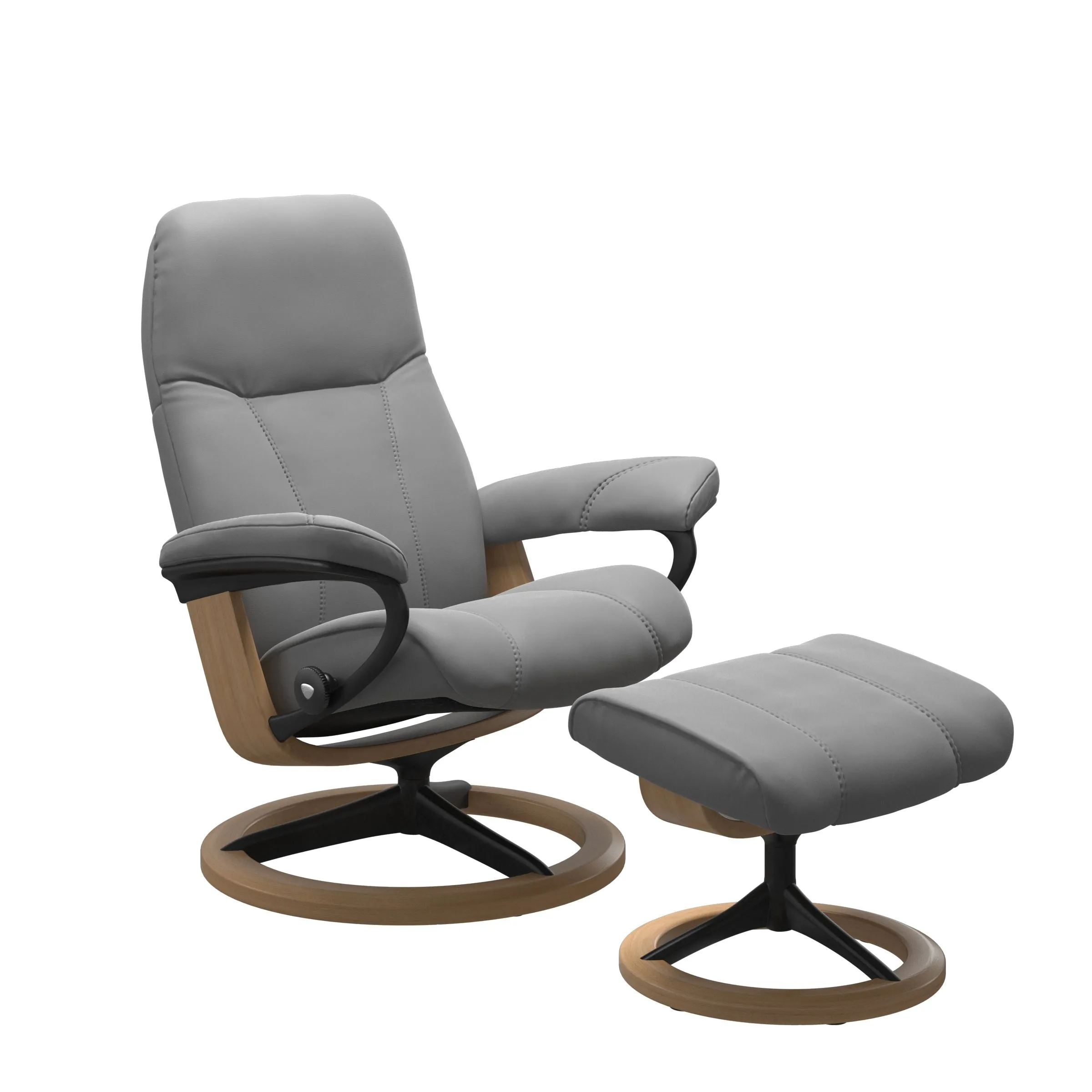 Stressless Consul Small Chair & Stool with Signature Base