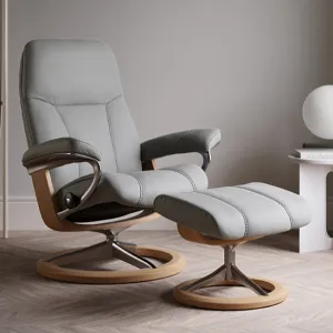 Stressless Consul Small Chair & Stool with Signature Base