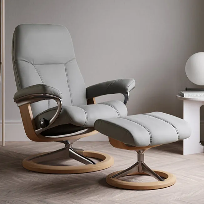 Stressless Consul Small Chair & Stool with Signature Base